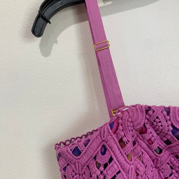 Lilly Pulitzer Brynn Strapless Pink Floral Crochet Mini Dress Size 0 - Picture 6 of 12